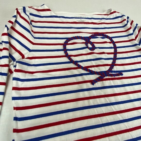 Talbots Striped 3/4 Sleeve Top with Embroidered Heart, SP - Picture 7 of 9